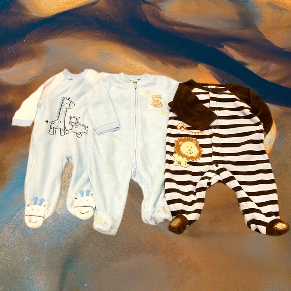 Little Me Other - Lot of 3 super soft and warm LittleMe footies 3 mo